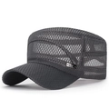 Casquette militaire plate gris foncé en maille respirante avec badge métallique S-R - Réglable / gris foncé