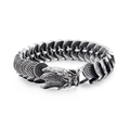 Vintage Herrenarmband aus Edelstahl mit Drachenkopf und antiker Silber-Schuppentextur - Drachenkopf Runde Schuppenscheiben Kette (KB125395-BDJX)