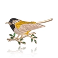 Exquisite bird brooch with yellow enamel and crystal accents on a golden branch - Yellow Bird (2.8*4.6cm)