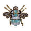 Vintage gold bee brooch with blue crystals and black rhinestones on wings - Light Blue Bee (2.2*2.5cm)