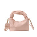 Bolso de mano plisado rosa con asa anudada y correa ajustable en suave piel sintética - Rosa