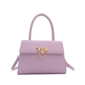 Chic light purple crossbody handbag with golden metal lock and chain detail - Purple
