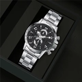 Bracelet Argent Cadran Noir Aiguilles Argentées