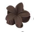 Matte dark brown plumeria flower hair claw clip with 4cm candy color design - Matte Dark Coffee