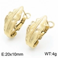 Orecchini a perno minimalisti in acciaio inossidabile dorato con motivo a foglia e trama - Oro 14K (KE112698-MZOZ)