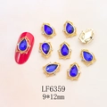 Detail of water drop blue rhinestone nail art charms with gold alloy frame 9x12mm - Gold Base Dark Blue Teardrop (6359)