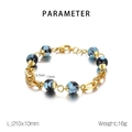 Diagramme détaillé des paramètres du bracelet en perles de résine et acier inoxydable - Style de Texture d'Encre Bleue et Noire (KB183029-BH)