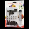Set of 10 3D jelly art tools with 20ml syringe for pudding flower cake decorating - Style D