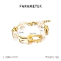 Dimensioni dettagliate per il bracciale in acciaio inossidabile con perle in resina e chiusura OT - Stile Intrecciato Oro (KB183037-BH)