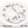 Bracciale in acciaio inossidabile con perle intrecciate, catena e chiusura OT - Stile Splicing di Perle Argento (KB183036-BH)