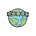 Épingle en émail terre avec couronne de fleurs blanches en bleu et vert design - Style Earth Floral Wreath (QHXZ1189)