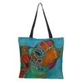 Sac fourre-tout étanche en lin avec imprimé 3D de tortue marine bleue et anses noires - haigui-09 Tortue Bleu Foncé