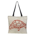 Sac fourre-tout en lin écologique avec imprimé numérique 3D détaillé de tortue rouge - haigui-11 Tortue à Lignes Rouges