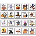 Set di 20 tatuaggi di Halloween con disegni di fantasmi, zucche e pipistrelli cartoni - Set Tatuaggi Braccio Halloween (Serie W)