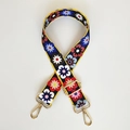 Correa ajustable de 3,8cm de ancho con bordado floral y ganchos de metal dorado - Flores de Colores (Gancho Dorado)
