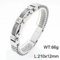 Bracciale da uomo in acciaio argentato con trama a cavo e zircone centrale lucido - 23CM / Stile Cavo Color Acciaio (KB170414-KFC)