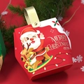 Scatola regalo di Natale rossa con Babbo Natale e manico in pelle per dolci festivi - Babbo Natale che cavalca una renna