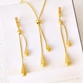 Set di gioielli in acciaio inossidabile dorato con collana e orecchini a goccia lucidi - Set collana e orecchini d'oro