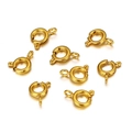Set of eight polished gold-plated stainless steel spring ring clasps for jewelry making - 5 mm / Gold
