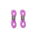 Pair of purple silicone non-slip eyeglass chain connectors with metal spring coils - Purple / Silver Metal Ring
