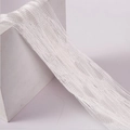 White heart fringe curtain with delicate mesh texture hanging on a minimalist cube - 1m Width * 2m Height / White
