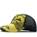 Detail of breathable black mesh and yellow floral print on a summer baseball cap - Yellow Black Camo (01)