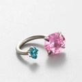 Silver horseshoe earring stud with sparkling pink and blue round zircon stones - Pink and Blue Style (6#)