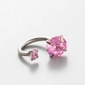Silver horseshoe earring with sparkling pink zircon stones and double-ended screw design - Pink Style (2#)