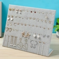 L-shaped velvet jewelry display board for earrings and necklaces in light grey finish - Large Ice Grey Earring Board