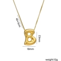 Chubby 18k gold plated titanium steel balloon letter B pendant necklace on white background - B Gold