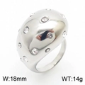 Auffälliger silberner Bubble-Ring mit Mikro-Kristallen und 18mm polierter Kuppeloberfläche - US 6 / Strass Kuppel Stil (KR111102-K) / Silber