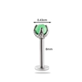 Titanium steel labret stud with a 4.3mm green cat-eye stone in a dragon claw setting - Green Cat's Eye Style(8#)