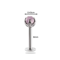 Titanium steel moonstone piercing stud with dragon claw setting and flat back design - Violet Cat's Eye Style(10#)