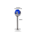 Blue moonstone titanium steel labret stud with 4.3mm top and 8mm internal thread bar - Dark Blue Cat's Eye Style(7#)