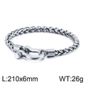 Zilveren roestvrijstalen kielketting armband met hoefijzer U-sluiting, 210x6mm - Armband / 210x6mm / Zilver (KB81433-K)