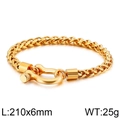 Gouden roestvrijstalen vierkante schakelarmband met een hoefijzervormige sluiting - Armband / 210x6mm / Goud (KB81434-K)