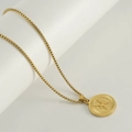 Retro 18k vergulde roestvrijstalen dierenriem hanger ketting met vierkante box-schakel - Vissen
