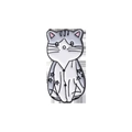 Cute gray and white cartoon sitting cat enamel pin with black star details - Gray Striped Star Cat (QHXZ407)