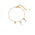 Dettaglio del bracciale in acciaio inossidabile placcato oro 18K con zirconi rosa - Bracciale di Zirconia Rosa Dorata (QYE25)