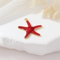 Pendentif étoile de mer en émail coloré avec bords dorés pour la création de bijoux DIY - Rouge