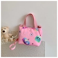Pink canvas kids handbag with rainbow ghost pumpkin print and adjustable strap - Pink Pumpkin
