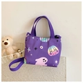 Sac fourre-tout violet d'Halloween avec motifs citrouilles et fantômes, poignées et bandoulière - Violet Citrouille
