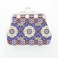 Detail of Moroccan style coin purse featuring blue and yellow mosaic tile patterns - Blue and Yellow Bohemian Pattern