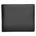 Minimalist black pebble grain leather bi-fold wallet for men with secure stitching - Black
