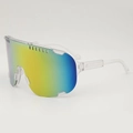 Occhiali da sole ciclisti con lenti sfumate arcobaleno e montatura trasparente anti-UV - Montatura Trasparente Specchio Rosso