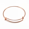 Adjustable minimalist rose gold expandable wire bangle bracelet in polished metal finish - Rose Gold