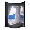 Detail of bohemian tapestry featuring a snowy mountain window view for room decoration - Zj714-4 / 73X95CM (Brushed Fabric)