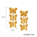 Boucles d'oreilles pendantes triple papillon doré rétro avec perles en acier titane - F1303-Triple Papillon Pendant / Or
