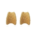 Close-up of golden irregular textured geometric earrings with vintage brushed finish - Irregular Rough Texture Style (CE00226YS)
