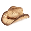 Western hollow straw cowboy hat in gradient wood brown with beaded band and rolled brim - M (56-58cm) / Beige + Coffee